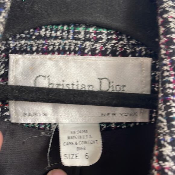 Vintage Christian Dior wool plaid pleated skirt double breasted blazer suit sz 6 - Picture 7 of 13